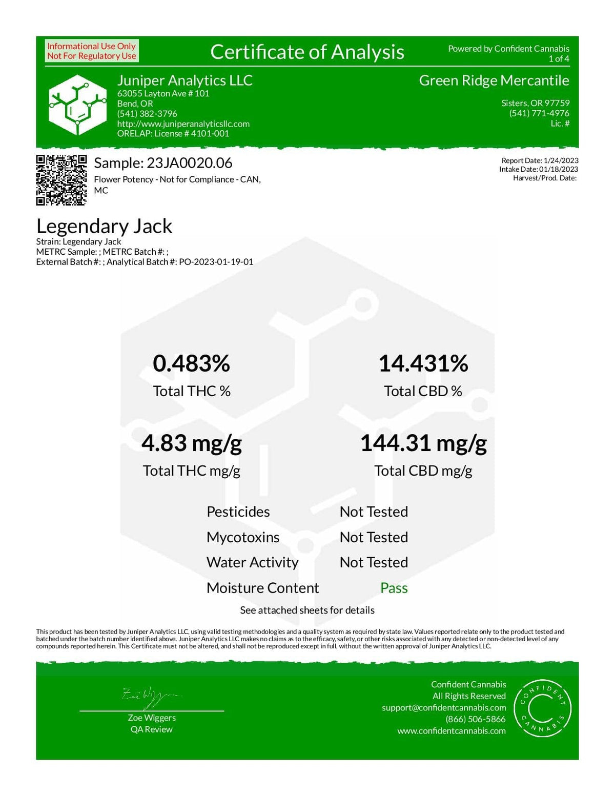 Legendary Jack Hemp Flower COA -  BackWoodz CBD - Cartel Cannabis